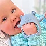 Infatot Chipmunk Teething Mittens Silicone Soothing Glove Blue 0-6 Months view 2