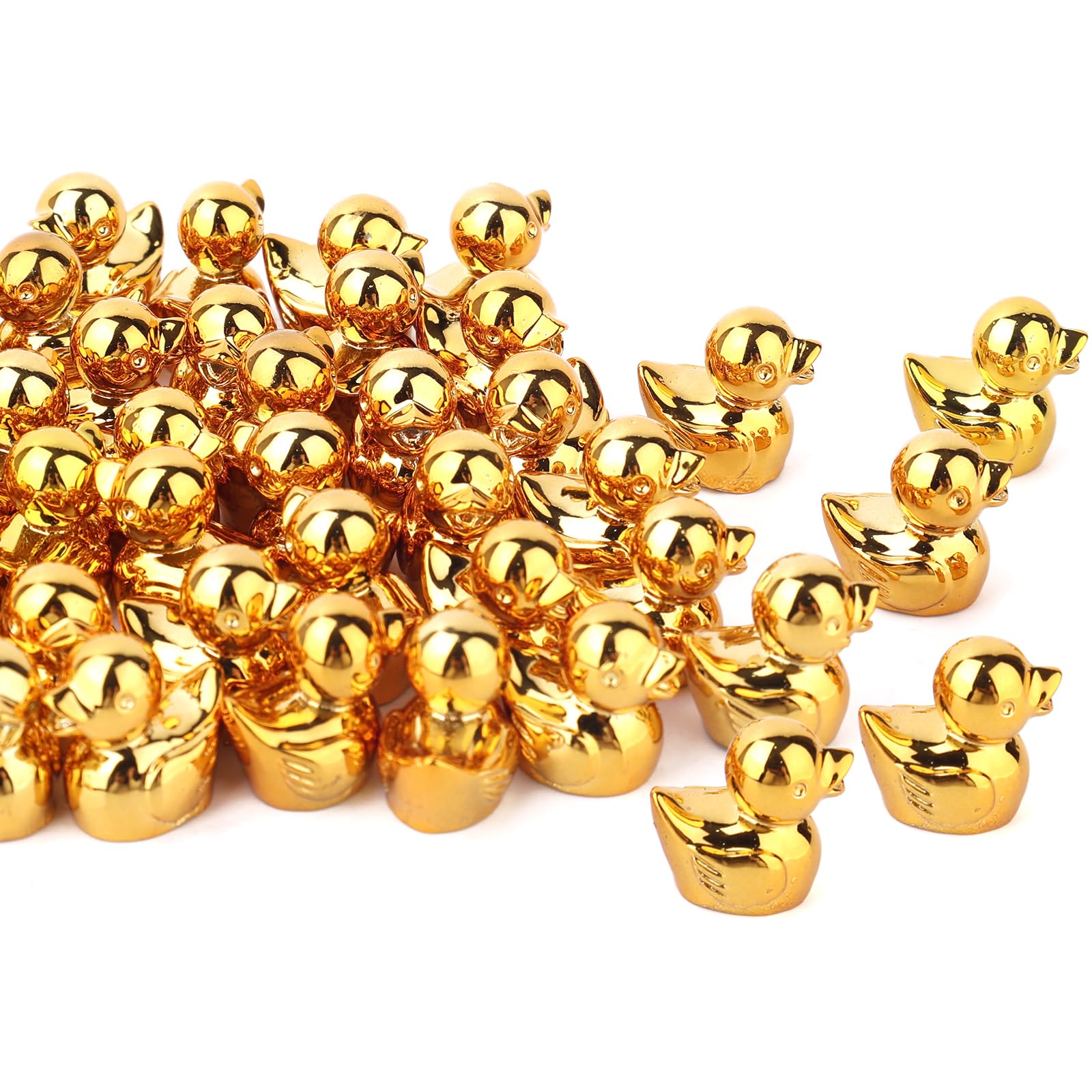 Penitue 150pcs Mini Resin Ducks, Glittering Miniature Ducks Decor Little Garden Landscape Animal Cake Dollhouse Decor Accesorios & DIY Craft Party(Gold 2)