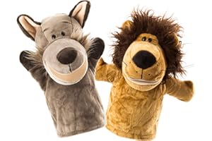 BETTERLINE Animal Hand Puppets Set for Kids & Adults - 12.5" Premium Quality Soft Plush Toys with Movable Mouths - Perfect for Storytelling, Teaching, Preschool, Role-Play - Durable, Vibrant, Educational Puppets