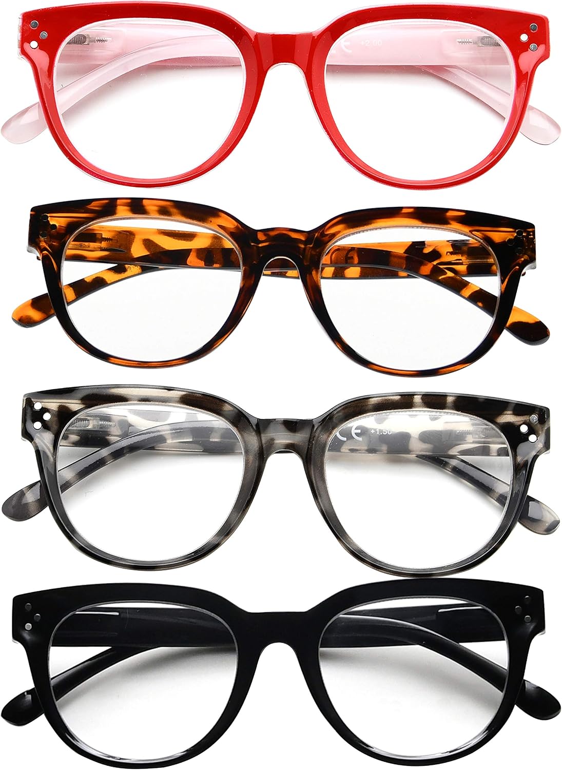 Eyekeeper 4-Packing Oversize Reading Glasses Women Stylish Readers +0.75, Multicolor - Image 3
