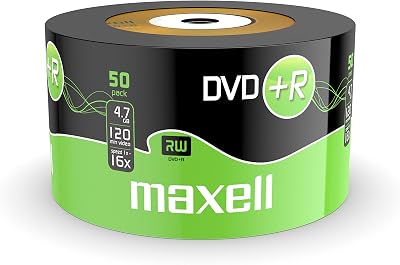 Maxell DVD+R 4.7GB 16X 120 Min Video Matt Silver 50 Disc Pack