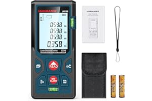HANMATEK 328ft/100m Laser Measure Ft/in/M Switching LM100 Laser Measurement Tool Devices with 2 Bubble Levels Distance Meter,Large Backlit LCD