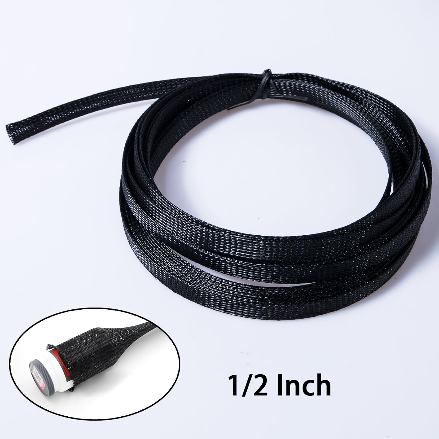 Besteek 50ft - 1/2 Inch & 1/4 Inch Nylon Expandable Braided Cable Sleeving, Braided Wire Sleeve, Cable Sheath Mesh Wire Loom: Home Audio & Theater
