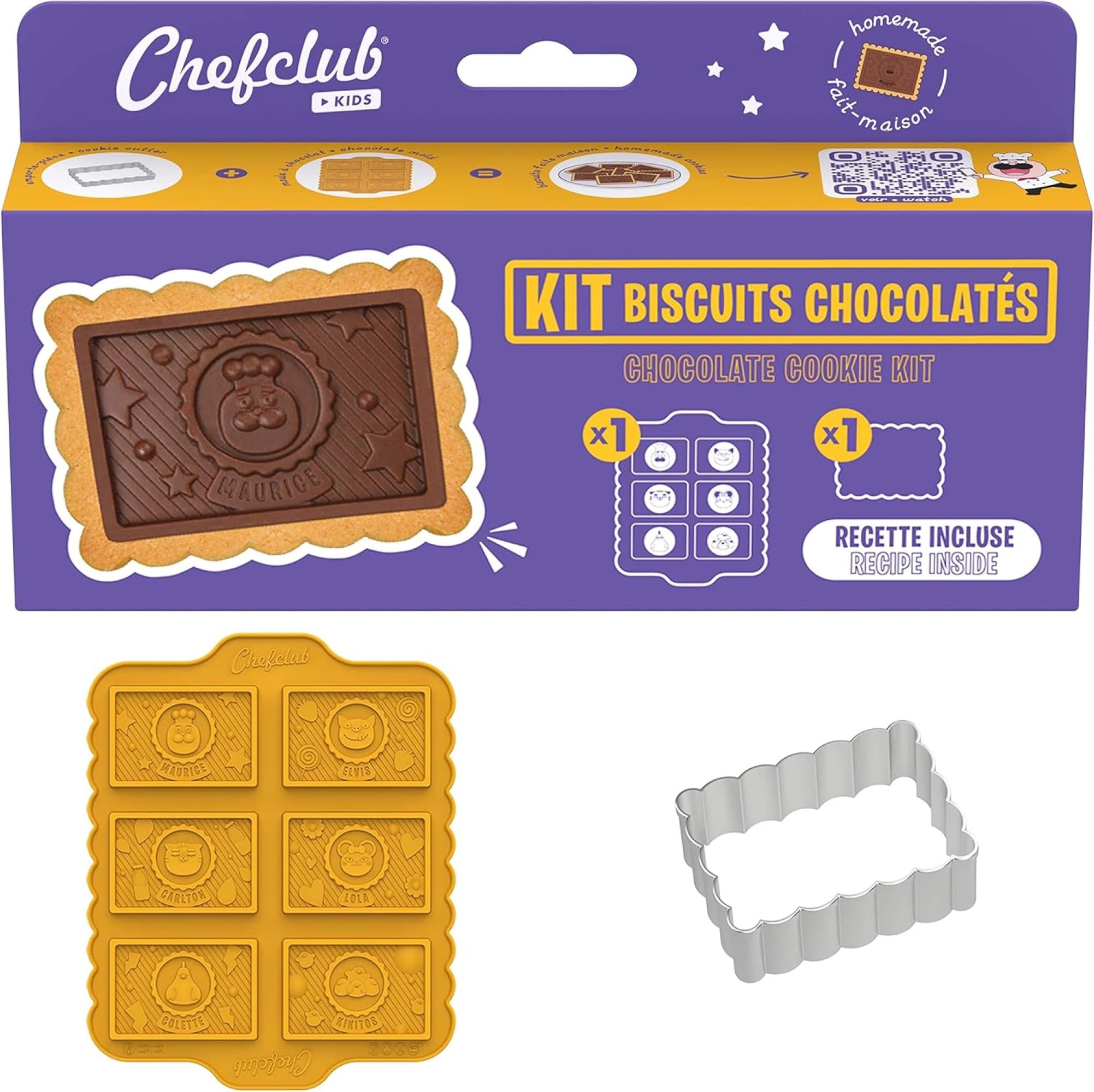 Chefclub Kids - Chocolate Biscuits Kit - chocolate silicone mould - rectangulat cookie cutter