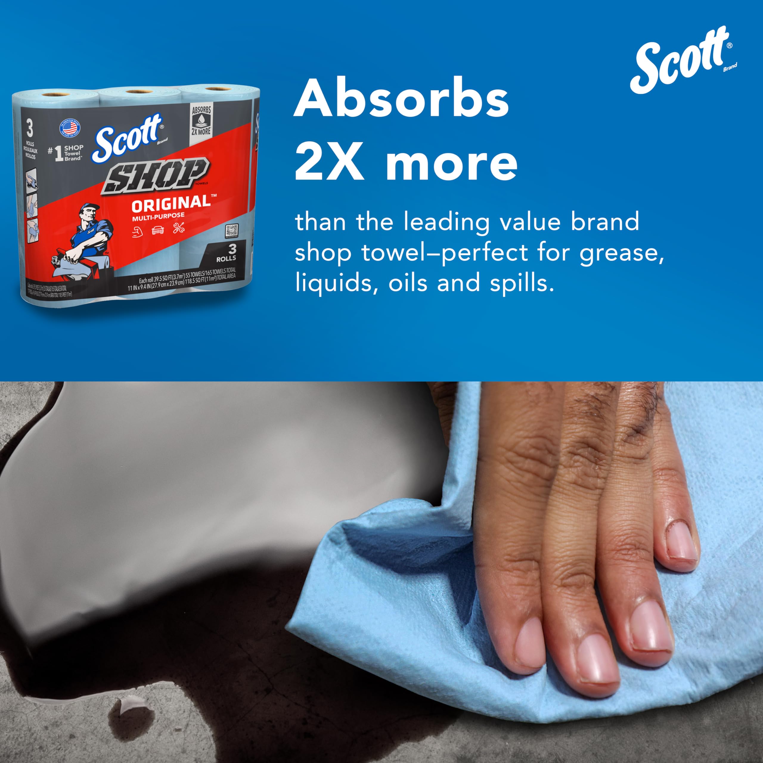 Scott Shop Towels Original (75143), Original Blue Shop Towels, 9.4