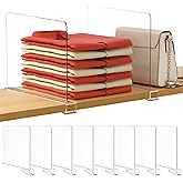 HBlife 12 Inches Tall [Extra Tall Version] Clear Shelf Dividers, 8 Pack Purse Organizer for Closet Perfect for Sweater, Shirts, Handbags, Acrylic Adjustable Bookshelf for Organization