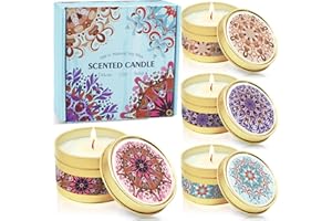 LA BELLEFÉE Scented Candles Gifts for Women, Aromatherapy Candles for Home Scented, Natural Soy Wax Candle for Wedding, Spa, Yoga, Linen, Apple Cinnamon, Lavender Vanilla, Rose Sandalwood