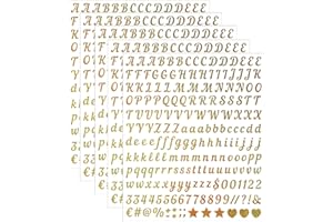 LINASIR 0.5 inch Small Letter Sticker, Golden Vinyl Self Adhesive Alphabet Number Stickers Stick On Letters Alphabets ABC Stickers for DIY Crafts Art Making, Decals for Sign,Notebook, Classroom Decor（Golden）
