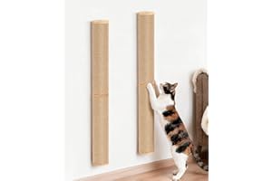 AECHONOW 2-Pcs 34'' Wall Mounted Cat Scratcher for Large Cats, Tall Scratching Posts, Corner Cat Climbing Pole for Indoor Cats Climb Stretch Play, Wooden