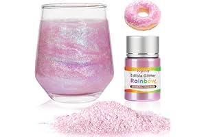 SUGARZY Edible Rainbow Glitter for Drinks, Food Grade 10g Iridescent Sprinkles Cake Decorating Supplies, Edible Luster Dust for Cocktail Beverages, Food Coloring Shimmer Powder for Baking,Cake Cupcakes Cookies Drinks Easter Eggs Candy Strawberries Decorations