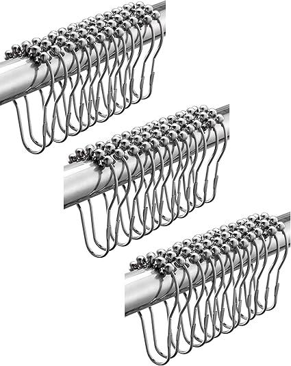 100 Rustproof Stainless Steel Shower Curtain Rings Hooks