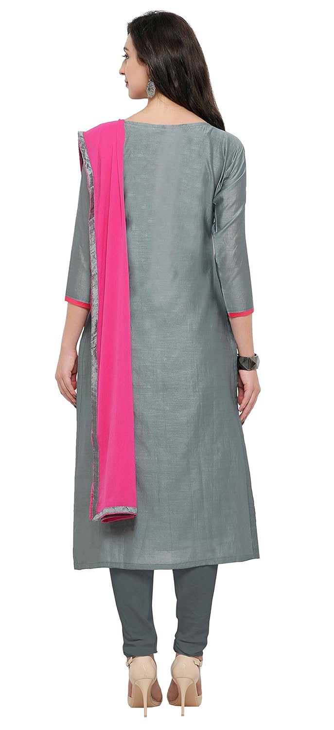 rajnandini women's heavy chanderi unstitched dress material (charcoal_free size)