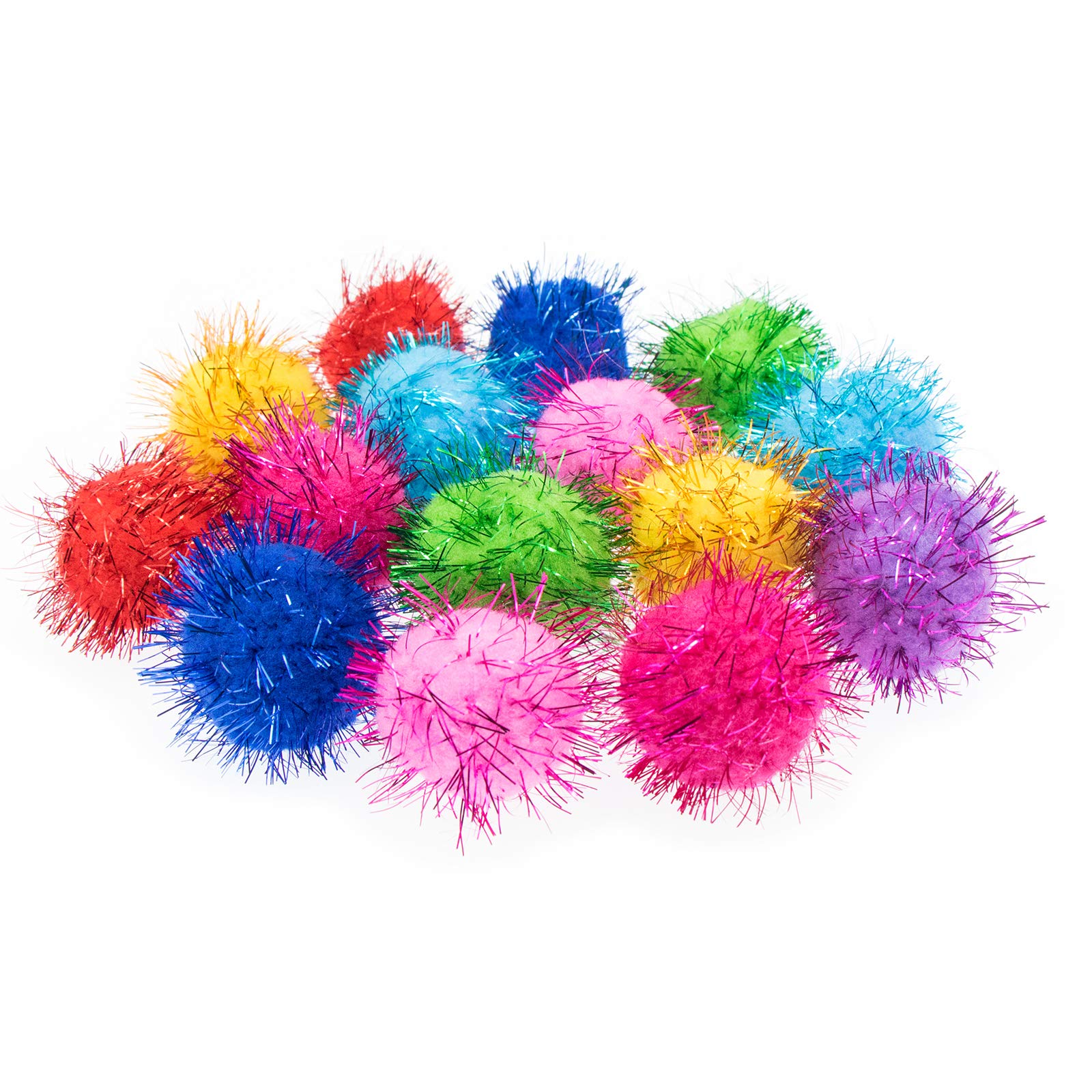 VAPKER 30 Piece 1.5" Assorted Color Sparkle Balls Cat's Favorite Toy Tinsel Pom Poms Glitter