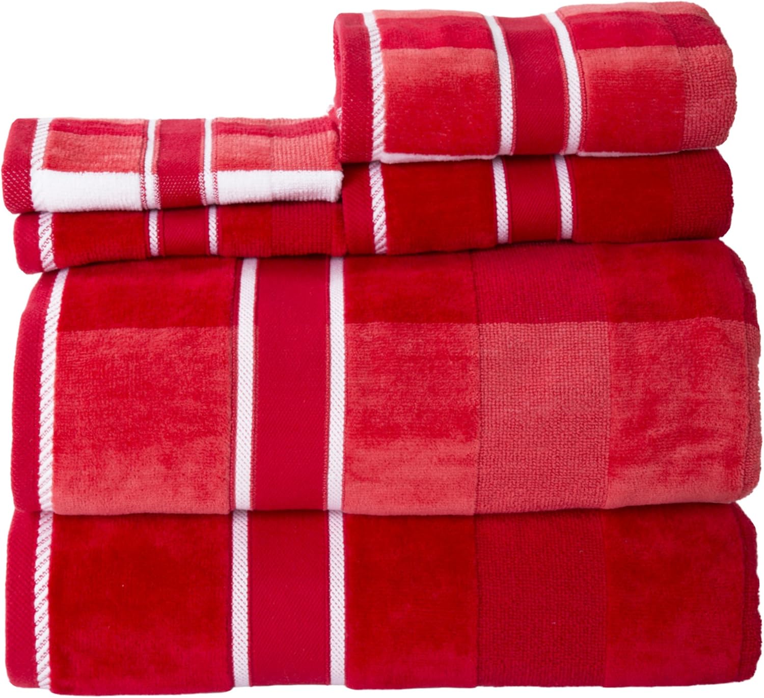 Lavish Home 100% Cotton Oakville Velour 6 Piece Towel Set-Chocolate: Home & Kitchen