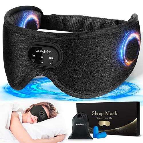LC-dolida Sleep Headphones, White Noise Bluetooth Sleep Mask 3D Wireless Timing Eye Mask for Sleeping, Sleep Mask with Bluetooth Headphones for Side Sleepers Travel Yoga, Cool Gadgets for Men Women