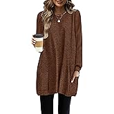 OFEEFAN Long Sleeve Shirts for Women Long Sweaters with Pockets Tunic Tops Loose Fit