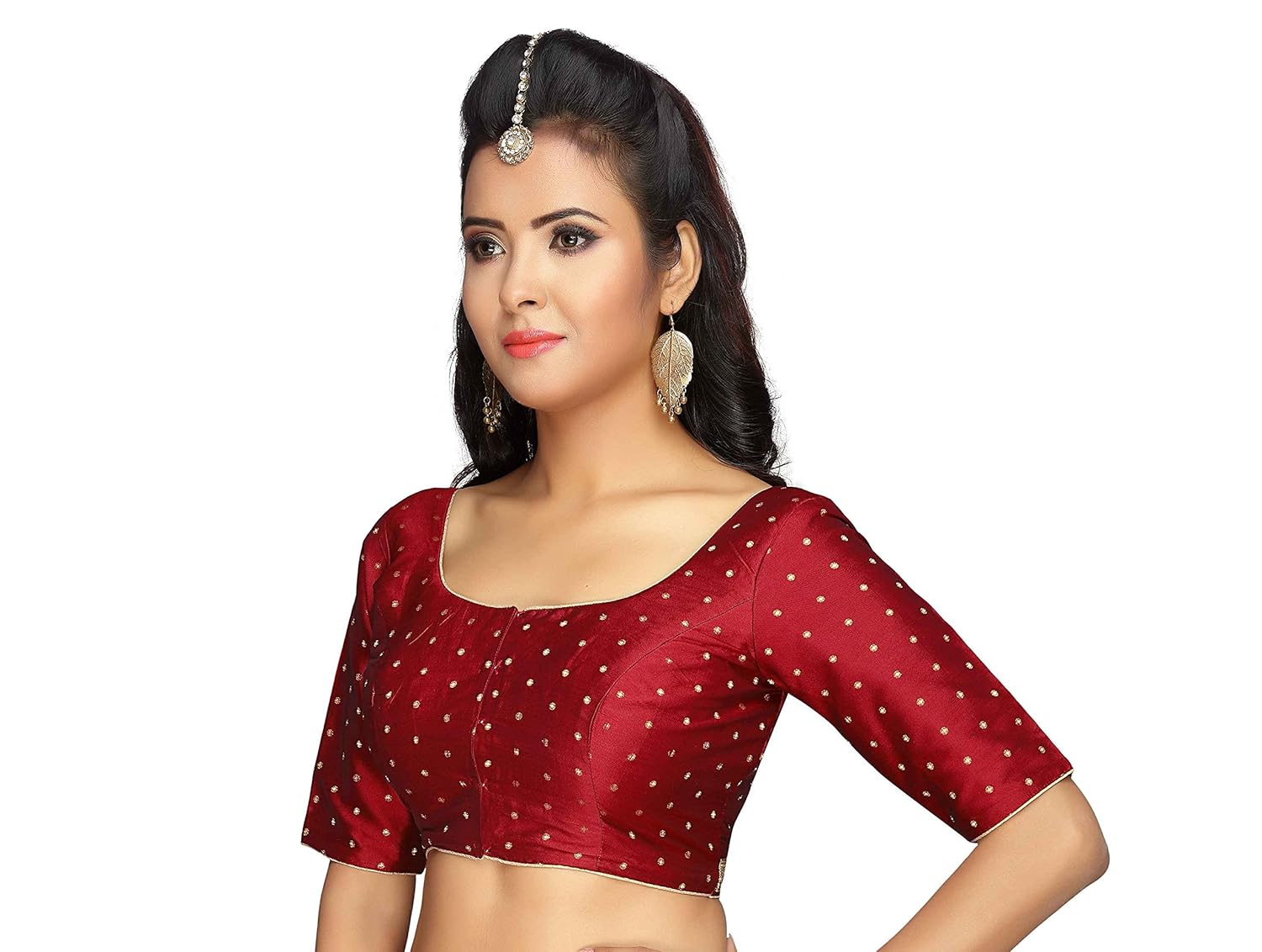 studio shringaar women's polyester stitched saree blouse