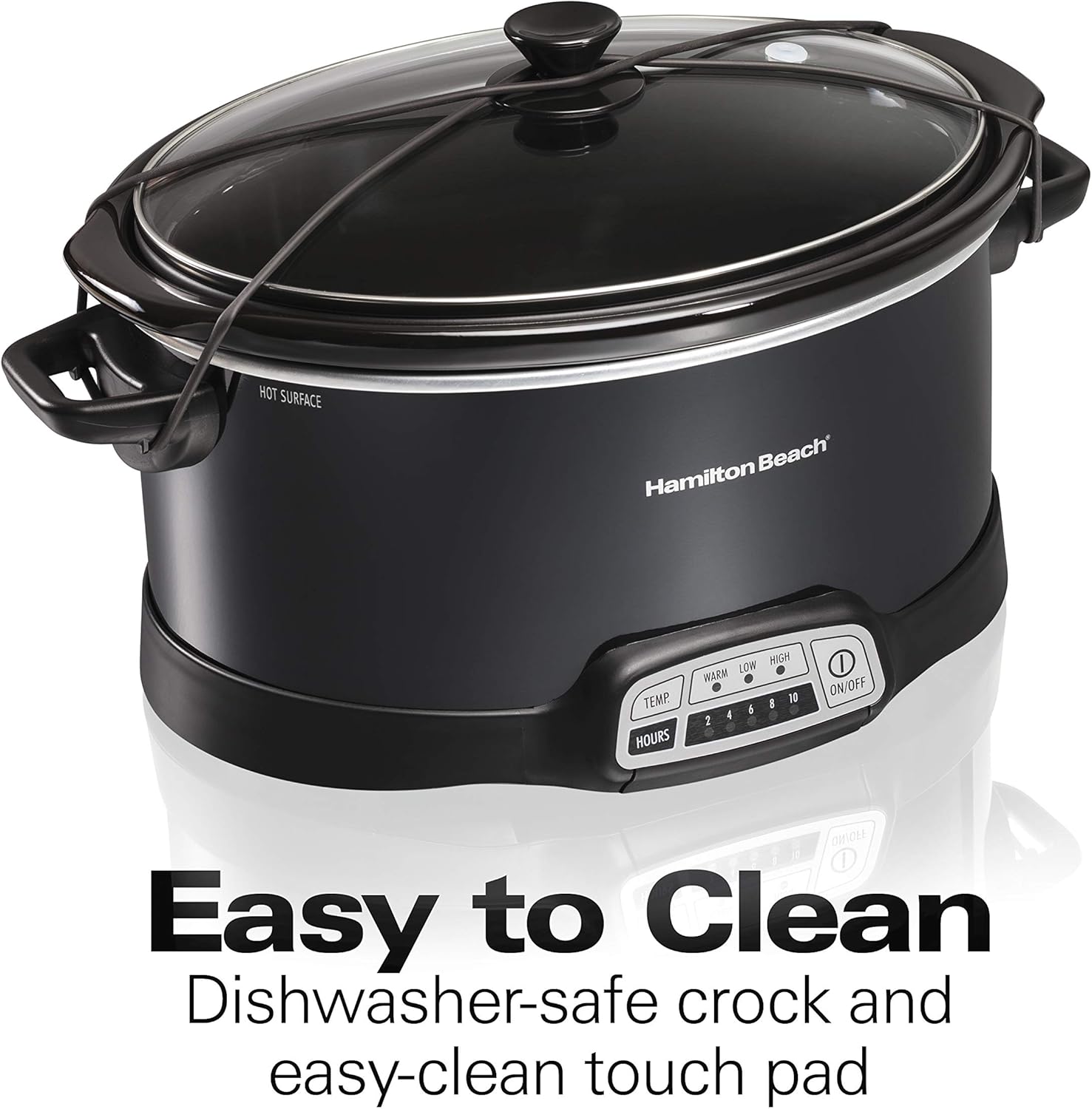 Hamilton Beach Portable 7-Quart Programmable Slow Cooker With Lid Latch Strap for Easy Transport, Dishwasher-Safe Crock, Black (33474): Kitchen & Dining
