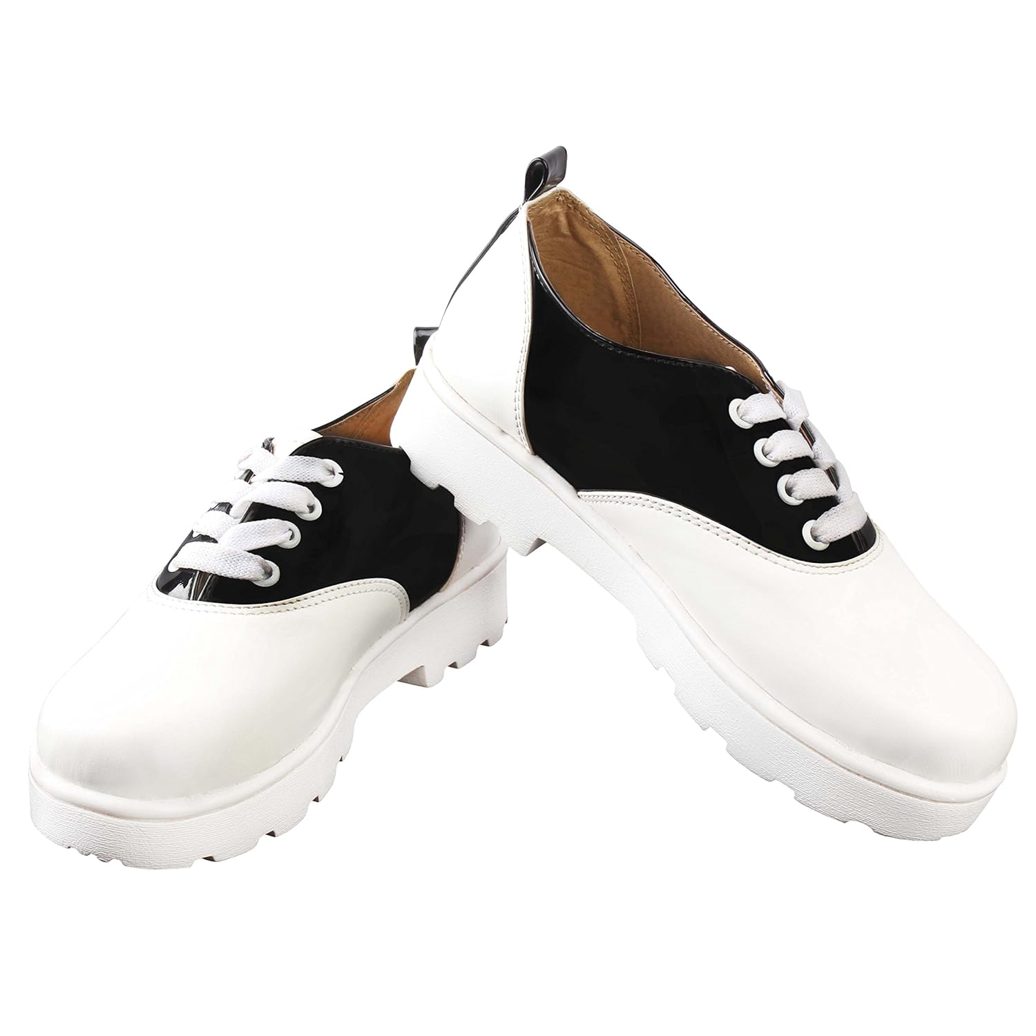 jking footwear women&rsquo;s platform shoes (white&black-colour)