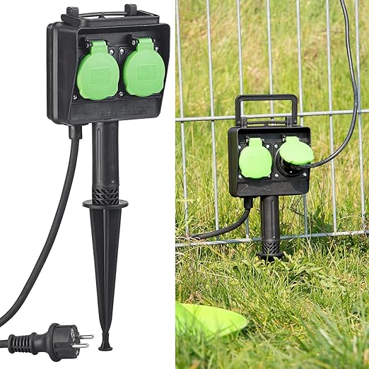 Royal Gardineer Aussensteckdose 2 Fach Garten Steckdose Mit Erdspiess Spritzwassergeschutzt Ip44 Aussensteckdose Gartensteckdose Amazon De Beleuchtung