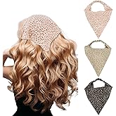 GAFATORY Floral Elastic Hair Scarf Headband 3 Pcs Boho Bandana Head Bands for Women's Hair Chiffon Head Kerchief Turban with Hair Clips for Girls Hair Accessorie