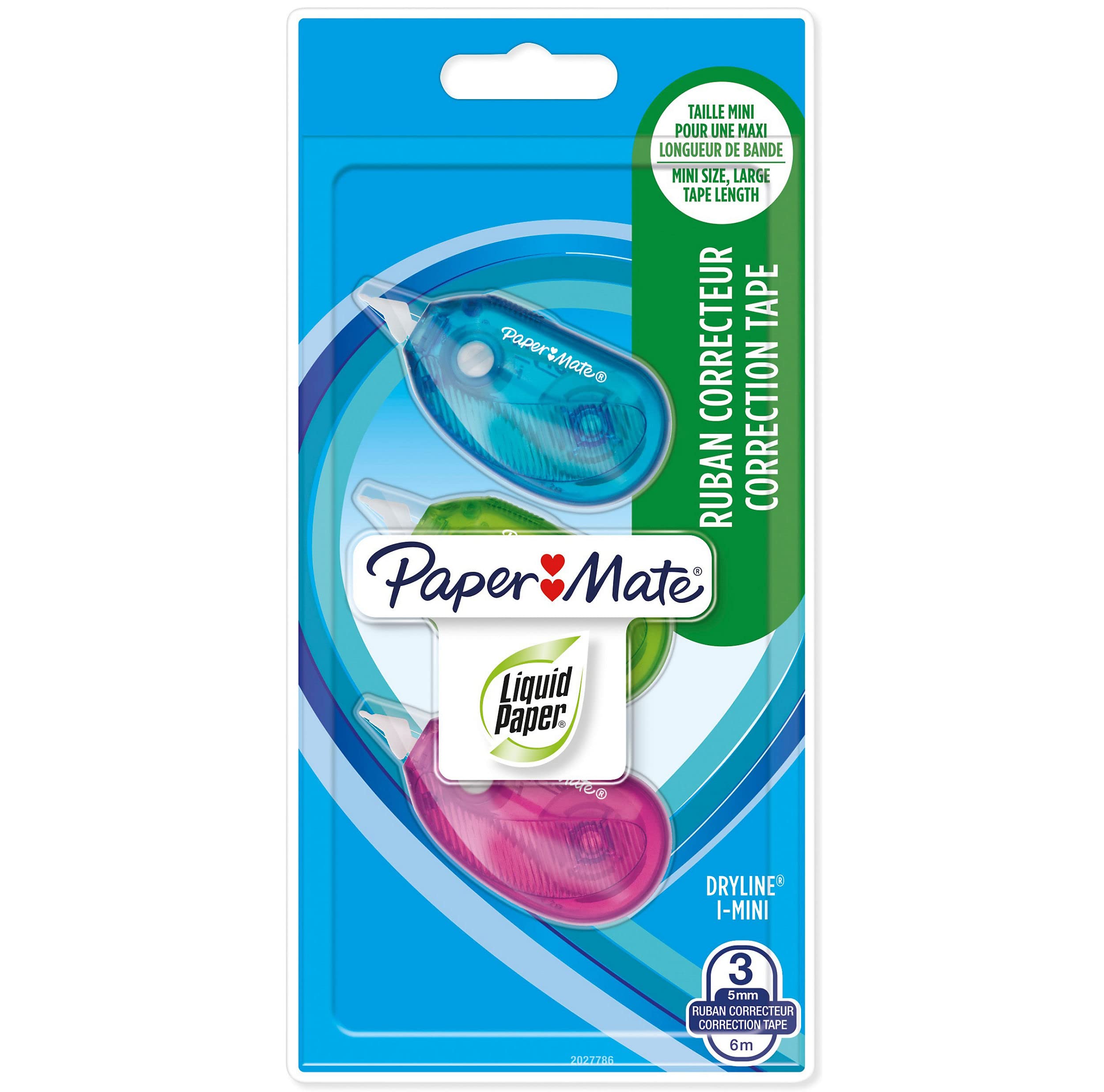 Paper Mate DryLine i-Mini Correction Tape | Assorted Colours | 3 Count