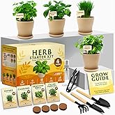 HOME GROWN Herb Garden Planter Indoor Kit – Unique Christmas Gift for Adults, Men, & Women - Grow 4 Heirloom Herb Seeds on Kitchen Window – Beginner DIY Craft & Hobby Gardening Gift for Plant Lovers