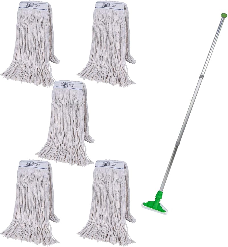 Abbey Kentucky Mop Handle and Holder with 5 Heads Green 450g
