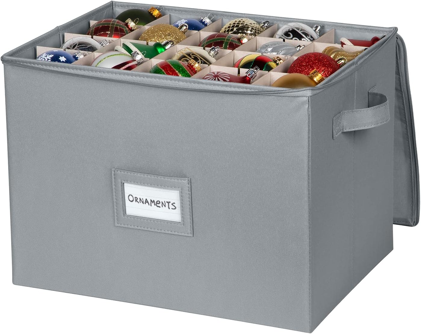 Holiday Décor Storage - Christmas Ornament Storage Container with Dividers – Extra Large Box Stores Up to 80-3