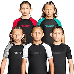 Elite Sports Kids Jiu Jitsu BJJ Rash Guard, Short