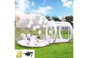 GAONALA 10FT Inflatable Bubble House Dome for Kids, Clear PVC Inflatable Bubble House Tent with Tunnel, Bubble Balloon House with 750W Air Blower, 600W Air Pump Inflatable Dome for Party (Clear, 8.25FT)