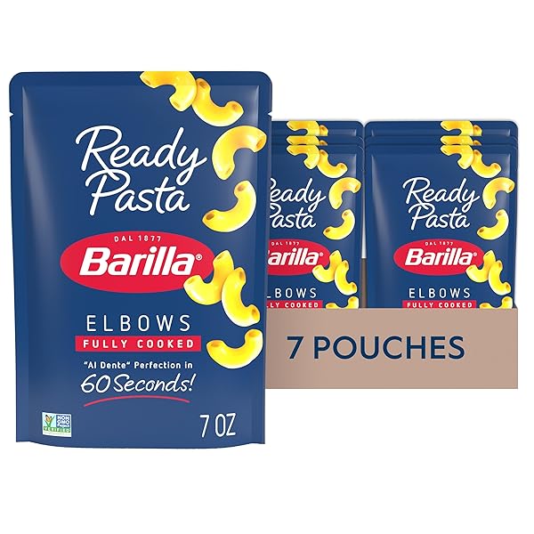 BARILLA READY PASTA, FULLY COOKED ELBOWS MACARONI PASTA, NON-GMO & KOSHER, 7 OZ (PACK OF 7)