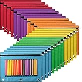 Marspark 48 PCS Pouch Bag for 3 Ring Binder - Bulk Zipper Pencil Binder Pouches with Clear Window for Utensils Storage Supplies(Bright Color)