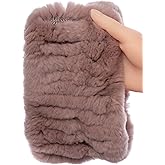 HEIZZI Women's Real Fur Headband & Black Infinity Scarf - 2-in-1 Fuzzy Ear Warmer, Winter Earmuff Neck Warmer