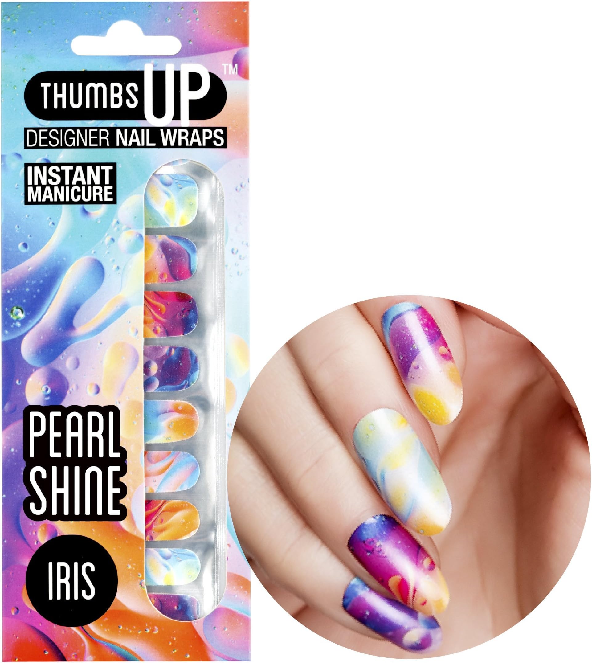 ThumbsUp Nails Iris Iridescent Muli-Colour Nail Wraps/Self-adhesive/Nail Foil Polish Strips/Full Coverage Nail Art Stickers / 20 Wraps Per Pack