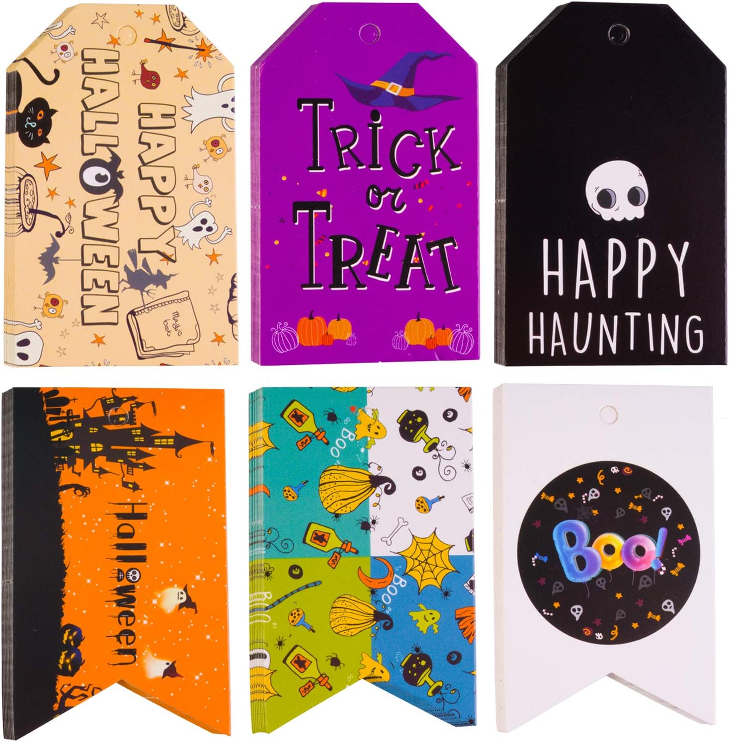 Halloween Tags - 60 Pieces Halloween Tags - Spooky Halloween Tag - Halloween Treat Tags - Perfect Decorations for Halloween Bags, Halloween Candy Bags: Home & Kitchen