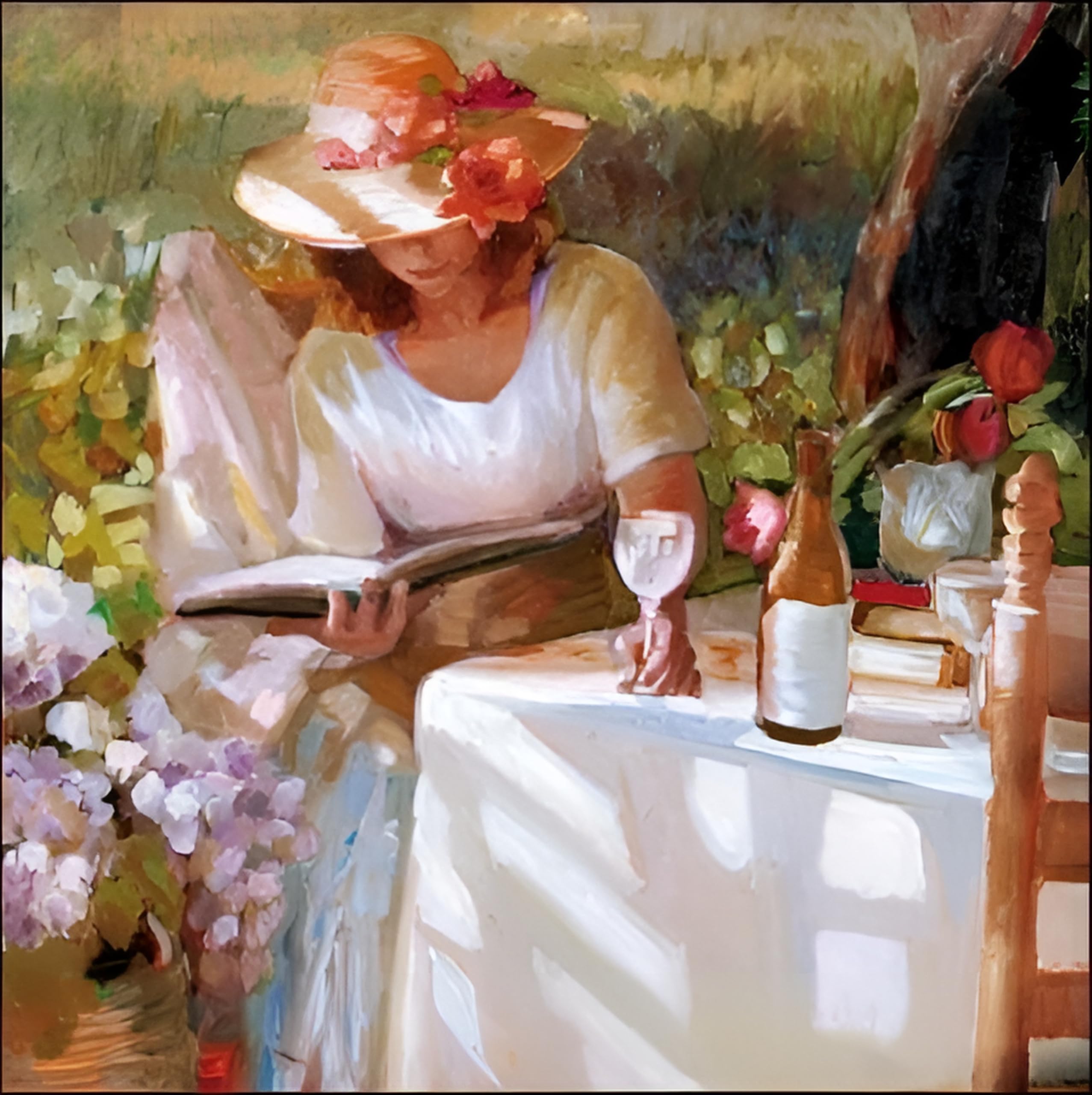 Woodmansterne Birthday Card for Women - Woman Reading in the Garden Design - Premium Birthday Greeting Card for Her - (WDM4997)