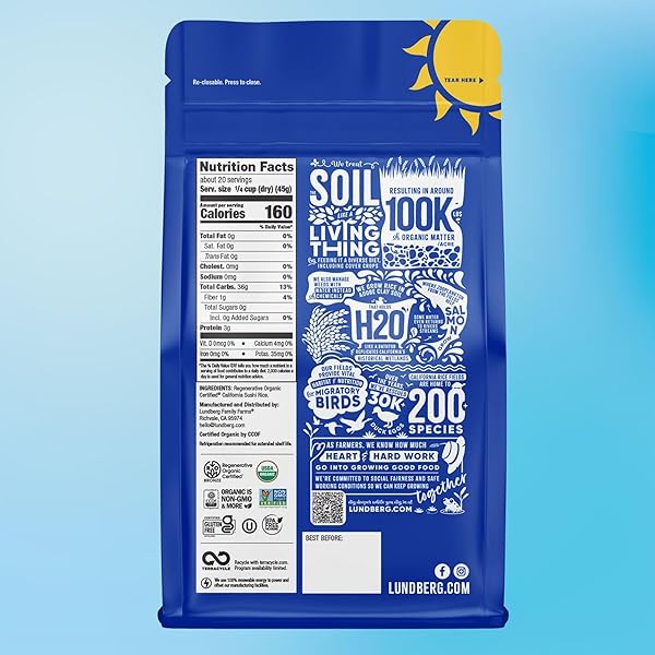 LUNDBERG ORGANIC CALIFORNIA SUSHI RICE – SHORT GRAIN RICE, WHITE JAPANESE-STYLE STICKY RICE FOR PERFECT SUSHI ROLLS, RICE BOWLS, AND MOCHI, WHITE RICE GROWN IN CALIFORNIA, 32 OZ
