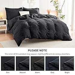 HYMOKEGE Black Full Size Comforter Sets Seersucker