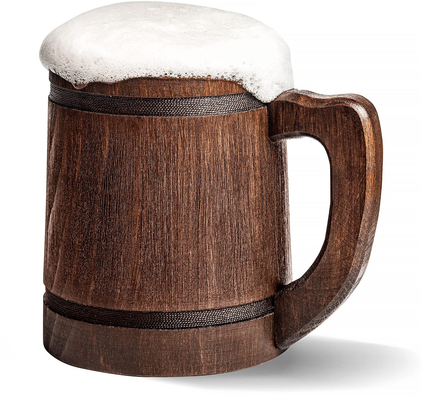 Photo 1 of 20 oz Handmade Root Beer Stein 600 ml - Flagon Metal Mugs with Handle Medevil - Wood Viking Renissance Thousand Beers Tankard Fantasy Ring Keg Mug - Vaso Cervecero Pirata Metal Wooden Cup