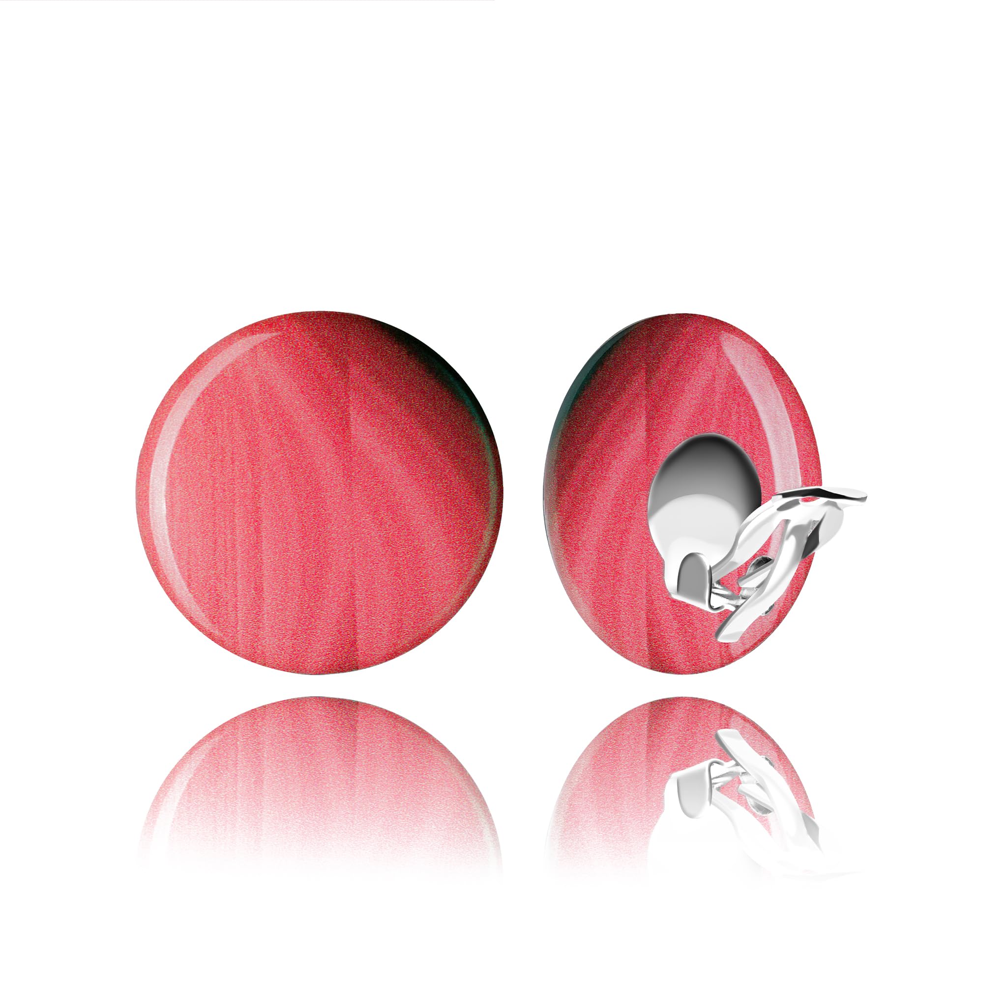 Retro Clip on Earrings for Women, Non Pierced Statement Jewellery (19 - Round Red Coral) — image 1