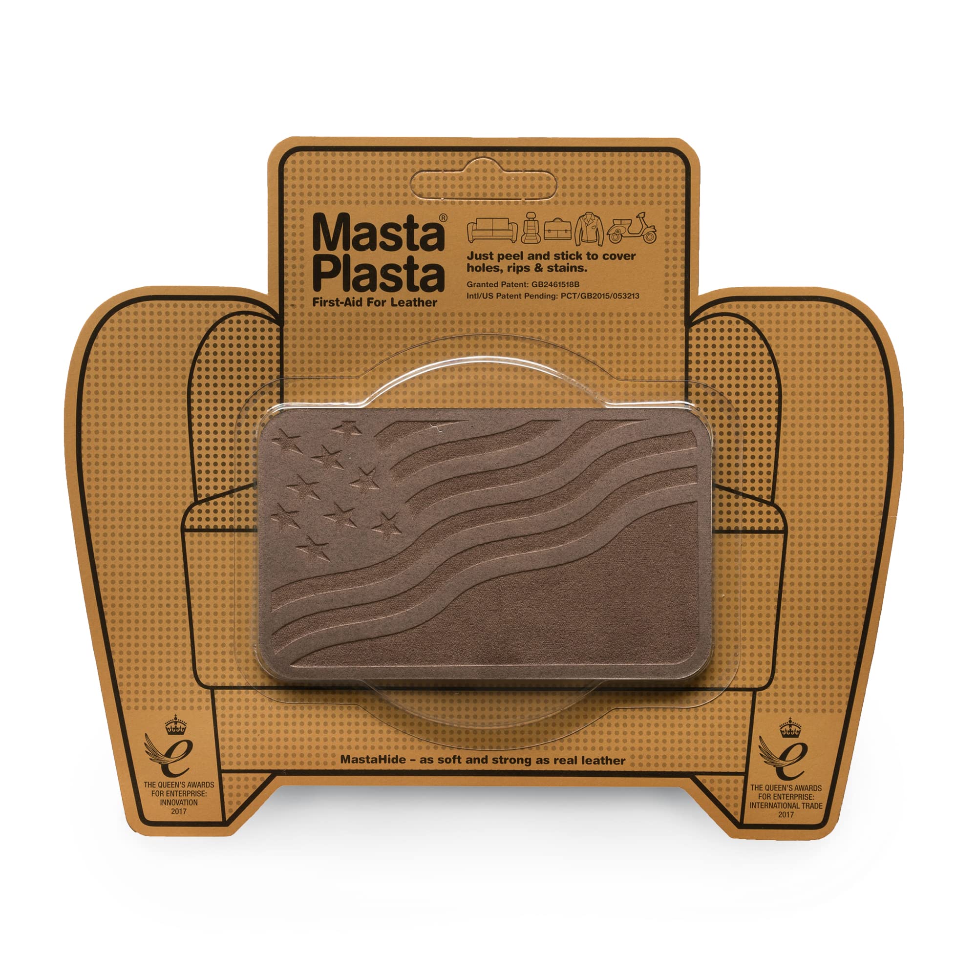 MastaPlasta Instant Self-Adhesive Premium Suede and Velvet Repair Patch - Brown Flag 10cm x 6cm (4in x 2.4in). Upholstery-Quality Patches for Sofas, Car Interiors, Bags, Jackets & More