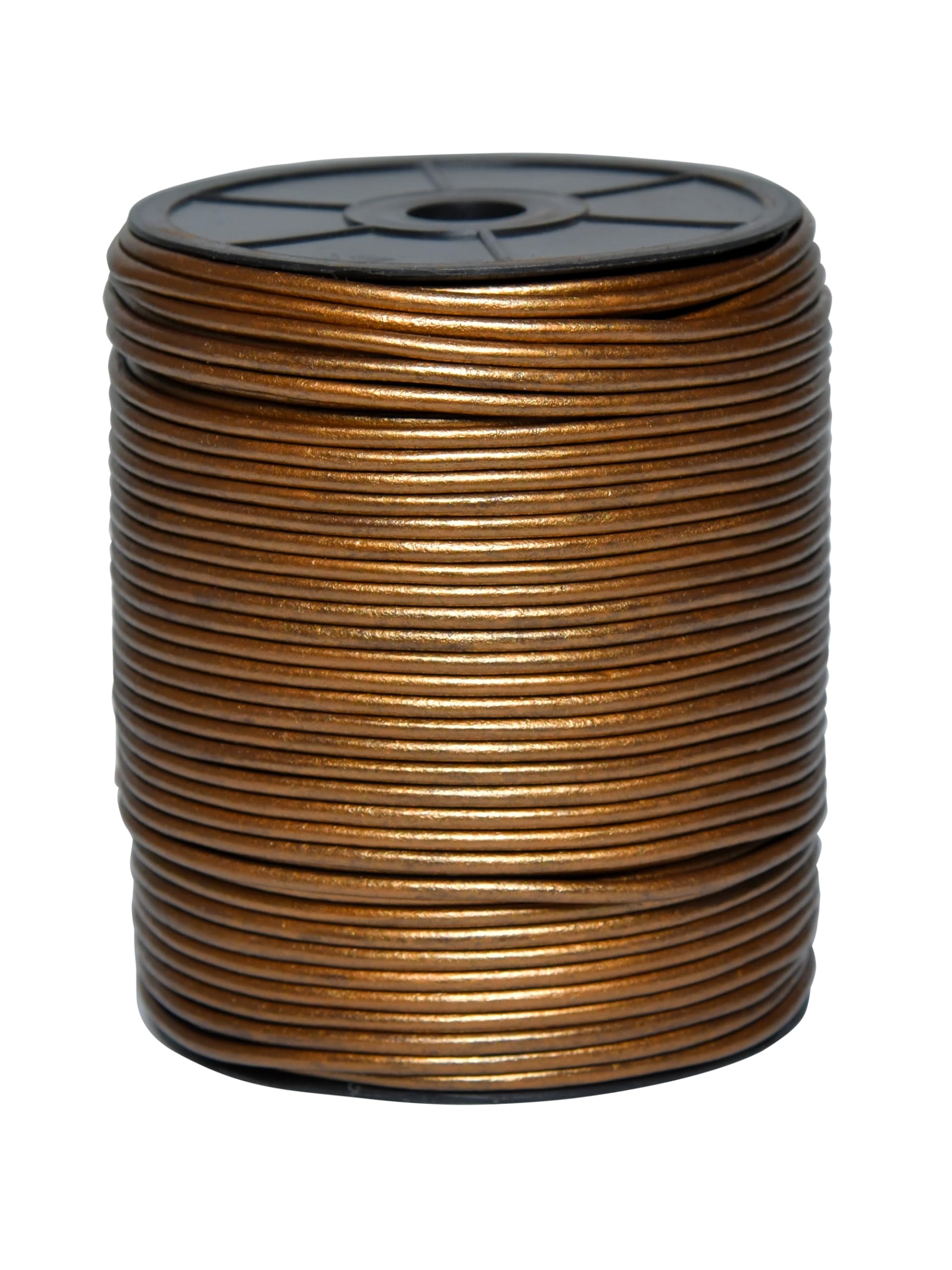 Cords Essentials Round Genuine Leather String Cord, Rope for Jewelry Making, Necklaces, Bracelets, Kumihimo Braiding, Wraps, Crafts and Hobby Projects (Metallic Kansa, 3.0 MM) — image 1