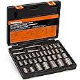 THINKWORK Bolt Extractor Kit, 38-Piece Nut Extractor Socket Set, 1/4" 3/8" 1/2" Drive Rounded Bolt Remover, Lug Nut Removal Tool for Damaged, Rusted, Rounded-Off, Stripped Fasteners