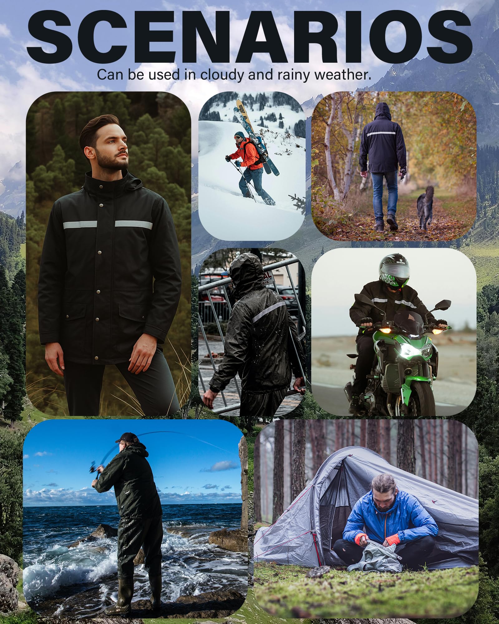 iCreek Rain Suit Waterproof Jacket and Trouser Suit Raincoat for Men and Women Outdoor All-Sport Breathable Anti-storm