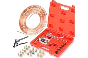 3/16" Complete Brake Line Kit, 25FT Copper Coated Tubing, Flaring Tool, Bender & Fittings for Use in Hydraulic Brake Systems,