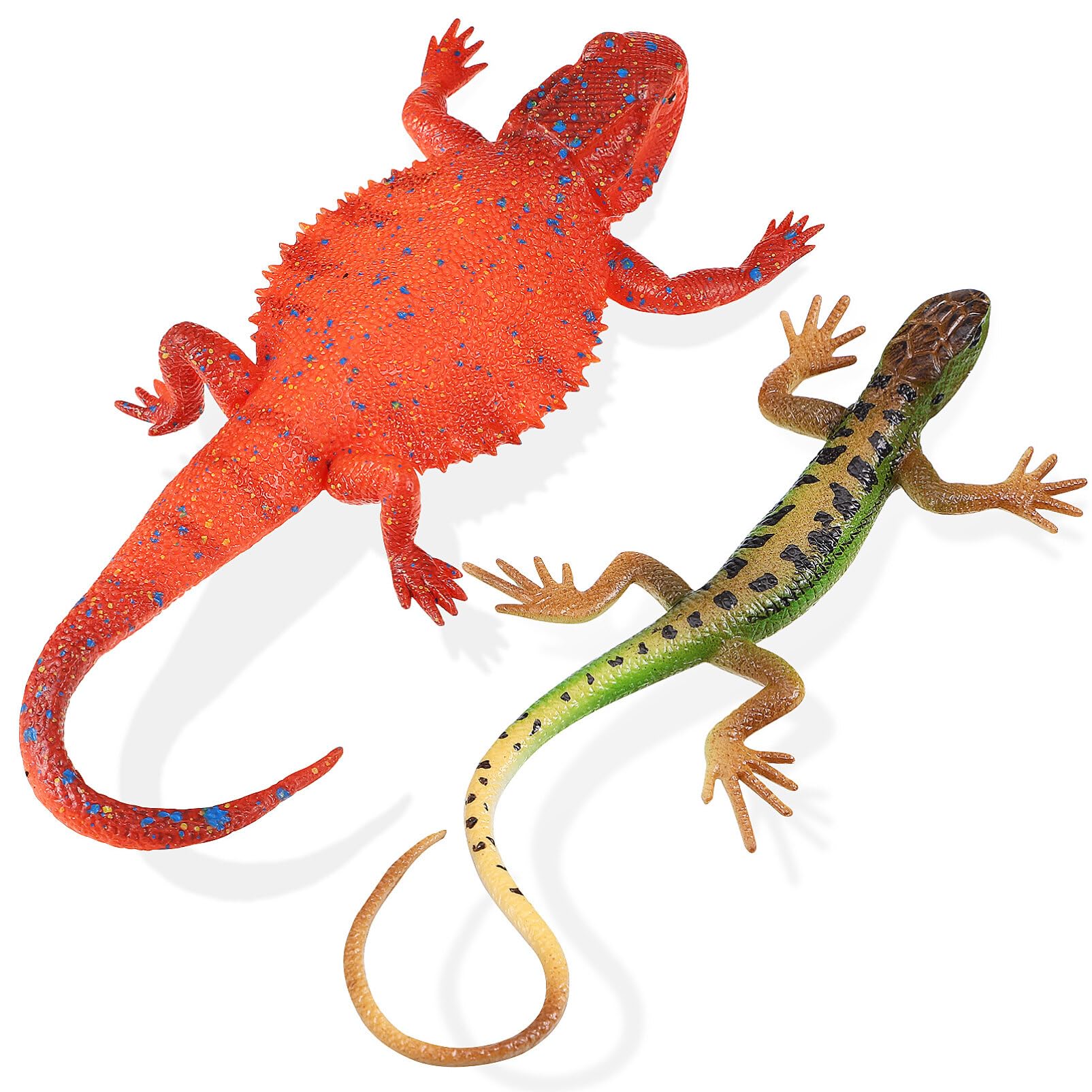 SHINEOFI Realistic Lizard Figurines 2-Pack Soft Tpr Simulation Animal Models for Home Decor Educational Reptile Toys and Prank Props 6.9 Inch