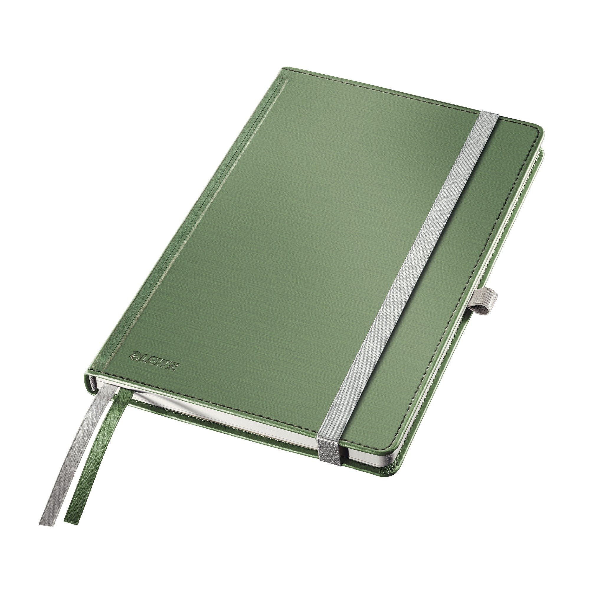 Leitz A5 Hard Cover Notebook, Celadon Green (80 Sheets Squared Paper, with 2 Bookmarks, 100 gsm Ivory Paper, Style Range)