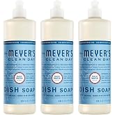 MRS. MEYER'S CLEAN DAY Liquid Dish Soap, Rain Water, 16 fl oz, 3 Pack | Cuts Through Grease, Removes 48-Hour Stuck on Food, Cruelty Free, Made with Essential Oils and Aloe Vera Extract