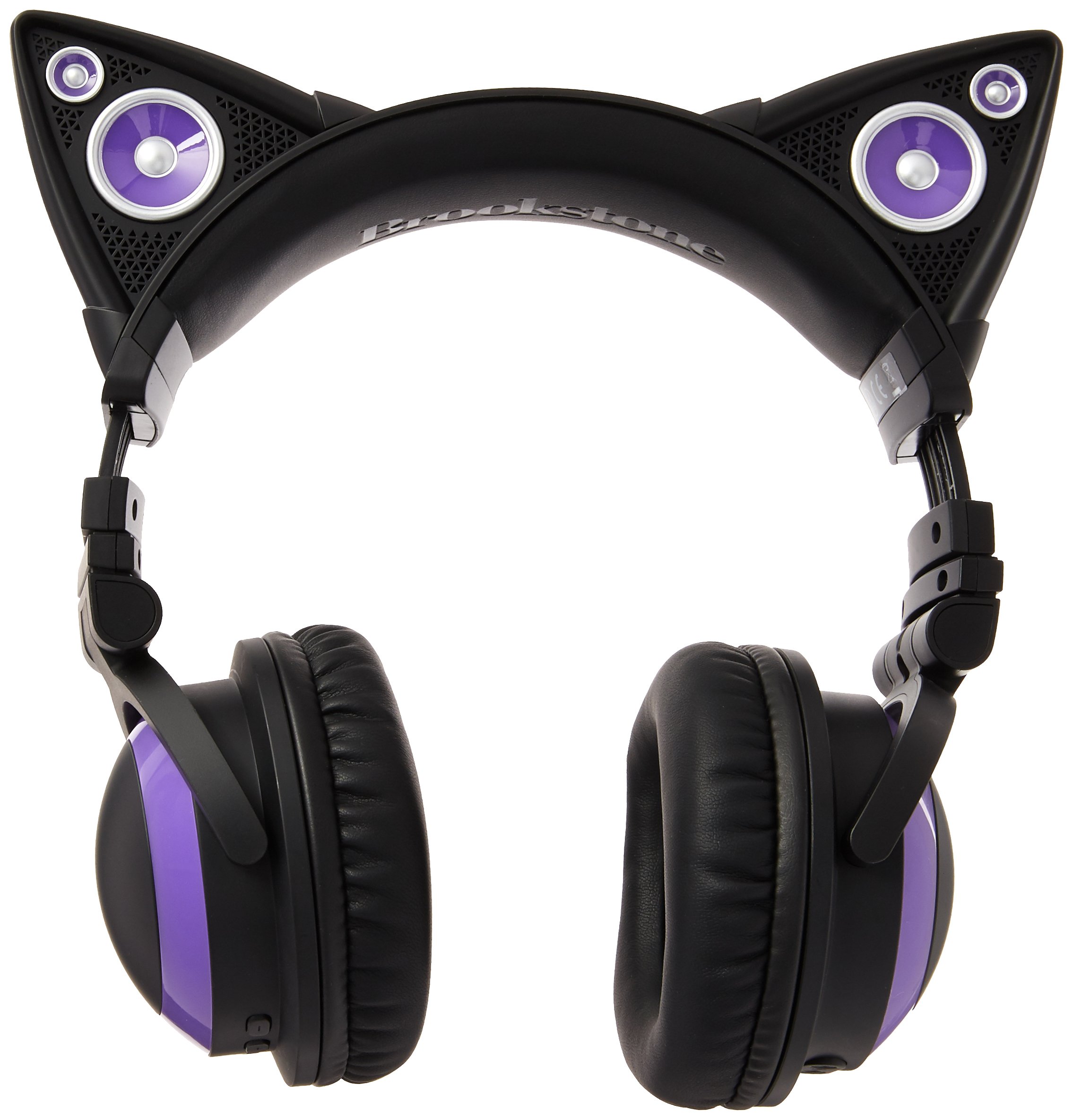 Brookstone Wired Purple Cat Ear Headphones With External Speakers on